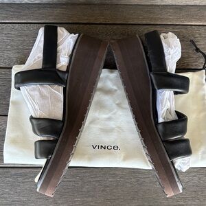 Vince Black Leather Platform Skylar Sandals 9.5 NIB